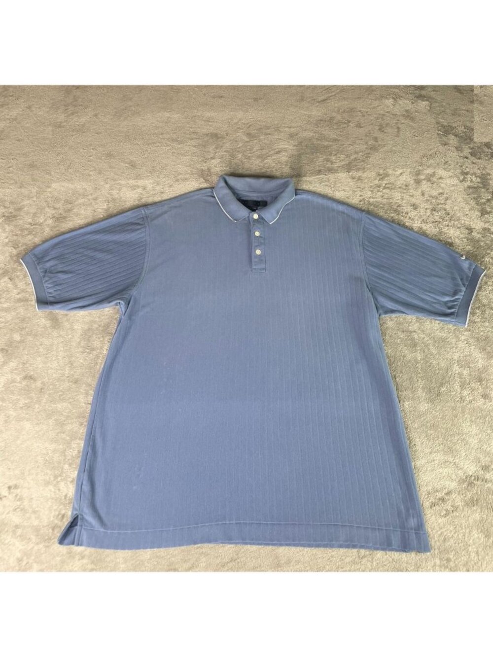 Nike Golf Dri-FIT Men's L Blue Striped Polo Shirt Y2K Performance Short Sleeve